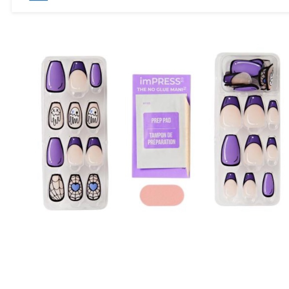 KISS imPRESS Spooky Cartoon Press Nails Purple Black White 26534 Party Startled - Picture 4 of 6